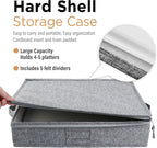 LotFancy Platter Storage Case, Hard Shell, China Storage Container for Moving, 17x13x3.5 in, 5 Felt Dividers Included