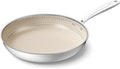 Redchef Non Stick Frying Pans, Hybrid 12 Inch Ceramic Frying Pan, Tri-Ply Stainless Steel Skillet, Non Toxic, PFAS PFOA & PTFE Free, Dishwasher & Oven Safe, Compatible with All Cooktops