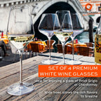 Stölzle Lausitz White Wine Glasses Set of 4 (QUATROPHIL). Dishwasher Safe, Crystal Luxury Wine Glasses (14.25 floz). Genuine Stölzle Wine Glass Set