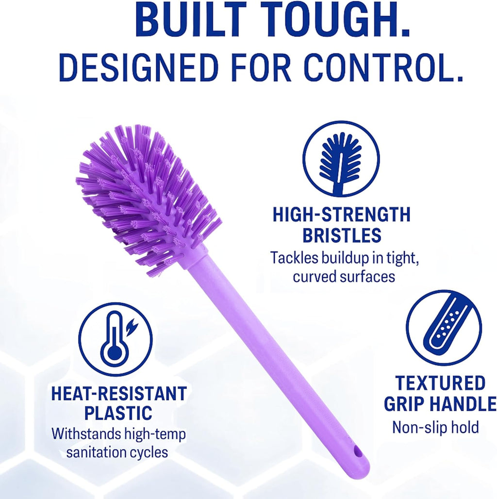 SPARTA Large Water Bottle Brush Ideal for Wide-Mouth Jars, Bottles and Tumblers, Dishwashing Tool with Handle for Home and Commercial Kitchens, Plastic, 12 Inches, Purple, (Pack of 6)