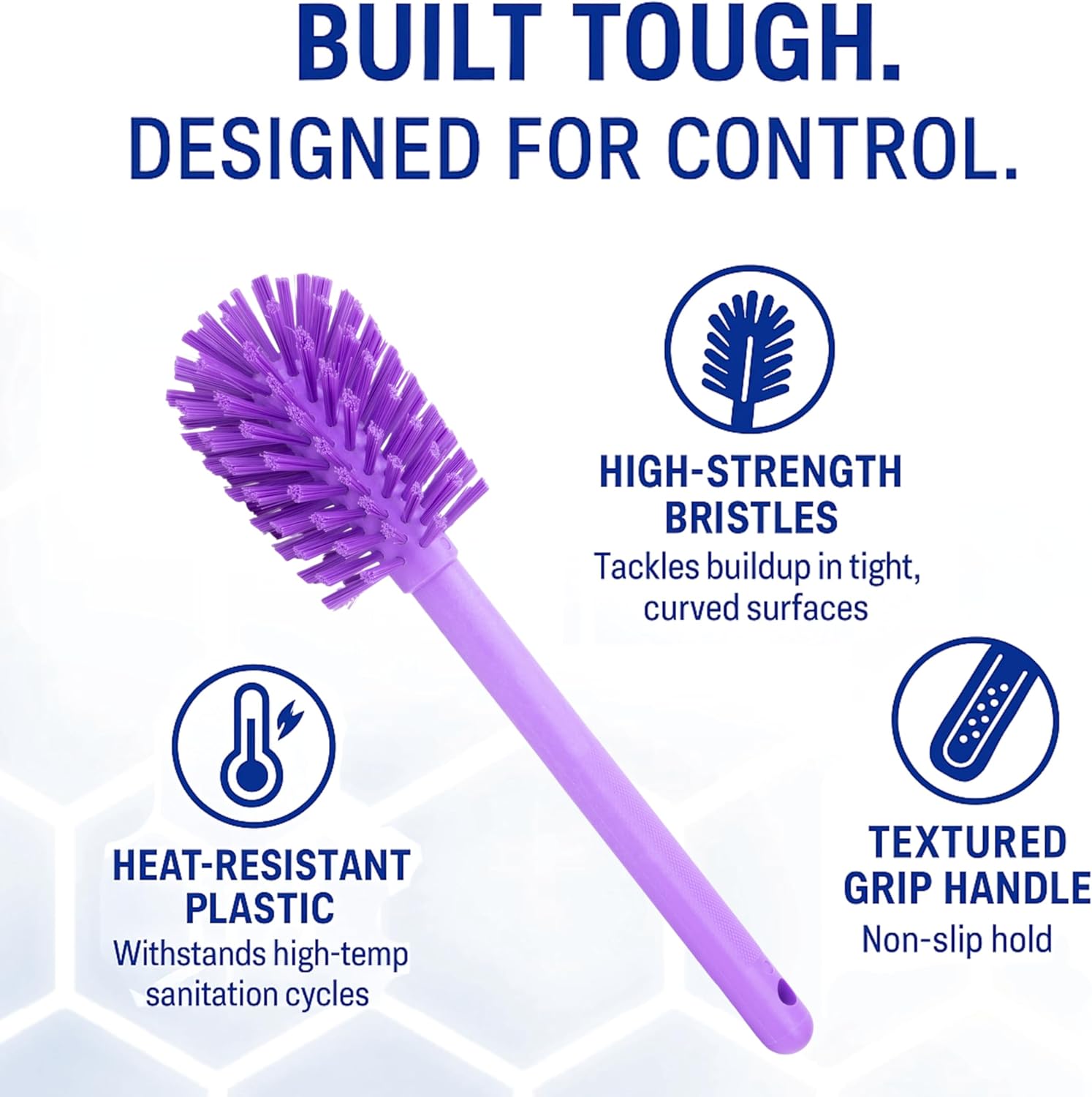 SPARTA Large Water Bottle Brush Ideal for Wide-Mouth Jars, Bottles and Tumblers, Dishwashing Tool with Handle for Home and Commercial Kitchens, Plastic, 12 Inches, Purple, (Pack of 6)