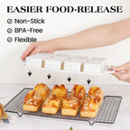 2 Pcs Mini Loaf Pans Silicone, Nonstick Small Bread Pans for Baking, Tiny Meatloaf Pan with Metal Reinforced Frame 8 Cavity (Cream)
