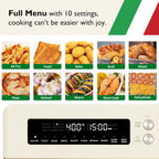 Air Fryer Toaster Oven Combo 10-in-1 Countertop Oven with Graphene Heating and True Convection, Non-Toxic Enamel Interior, Bake 12" Pizza, 6 Slices Toast, with Enamel Baking Pan Easy Clean