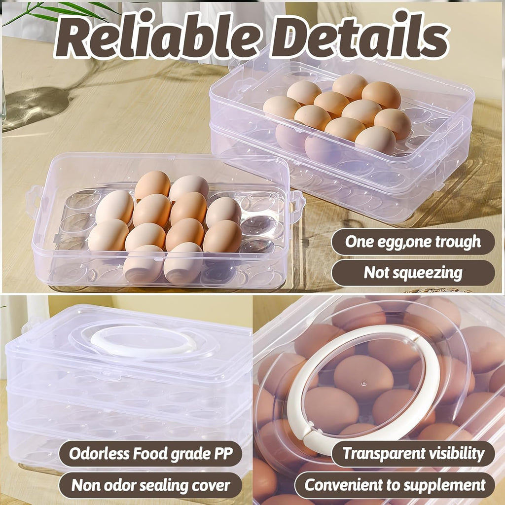 Egg Holder for 72 Eggs,3-Layer Plastic Egg Container,Deviled Egg Tray with Handle Lid,Devil Egg Holder for Refrigerator,Kitchen,Easter Party,Keep Fresh