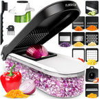 Fullstar Mandoline Slicer for Kitchen - Vegetable Chopper, Onion Potato Food Veggie Fruit Slicer and Cutter with Container, Kitchen Gadgets & Accessories, Home Essentials (10-in-1, White/Black)