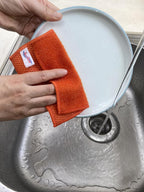 12 Pack Microfiber Scrub Dish Cleaning Cloth, Non-Scratch, Reusable & Durable for Pan Pot Dish Cooktop Stovetop Counter Kitchen Household, Machine Washable, 6 x 6 Inch, Orange, Blue & Green Assorted