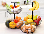 CAXXA 2 Tier Fruit Basket Bowl Kitchen Heavy Duty Wire Organizer, Black