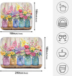 Spring Floral Jars Rustic Dish Drying Mat for Kitchen Counter Absorbent Microfiber Large Drying Pad Flowers Dish Mats for Kitchen Countertops 18 x 24 Inch