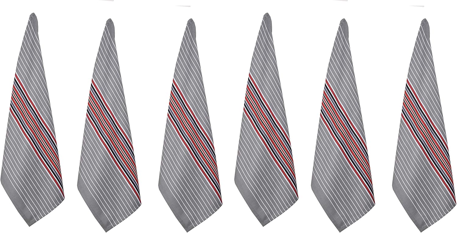 Urban Villa Kitchen Towels Waffle Stripes Dish Towels for Kitchen Grey Color Set of 6 Kitchen Towels Highly Absorbent Cotton Over Sized 20X30 in with Mitered Corners Kitchen Hand Tea Towels