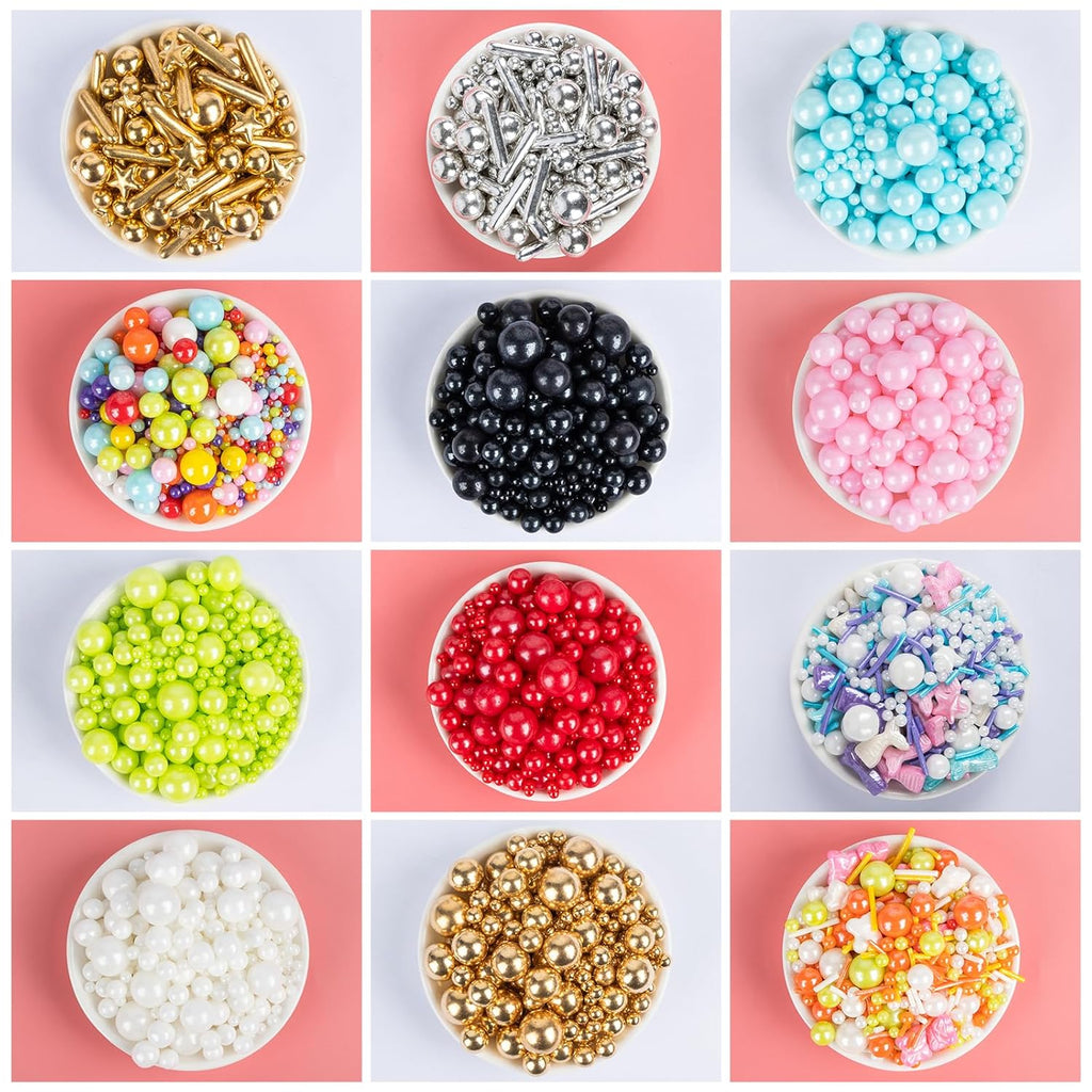 Orange Sprinkles,Edible Pearl Sugar Sprinkles,Mix Size,130g/4.58oz,Baking Edible Cake Decorations,Pastel Decorating,Cupcake Toppers,Cookie Decorating Donuts Ice Cream Toppings,Wedding Party Valentines Christmas Supplies