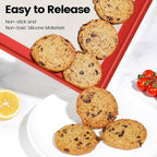 Vinino Silicone Cookie Sheets for Baking with Metal Reinforced Frame, Nonstick Silicone Baking Mat for Oven Low Edges, Half Baking Sheet Pan Dishwasher Safe BPA Free, 16.5"X12.5", Brownish Red