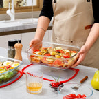 NUTRIUPS 9x11-Inch, 3 QT Rectangle Glass Baking Dish with Lid, Deep Glass Pan for Cooking, Oven Dishwasher and Microwave Safe