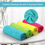 HOMEXCEL Microfiber Cleaning Cloth, 8 Pack Cleaning Rags, Cleaning Towels with 4 Color Assorted, 11.5"X11.5"(Green/Blue/Yellow/Pink)