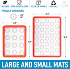 Zulay (Set of 4) Silicone Baking Mat - Macaron Silicone Baking Mats With Pre-printed Template Design - Non Stick & Reusable Silicone Baking Sheet - 2 Half Size + 2 Quarter Size (Red)