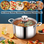 P&P CHEF 6 Quart Tri-Ply Stainless Steel Stock Pot, 6 Qt Stockpot Pasta Cooking Pot with Visible Lid for Soup Vegetable, Induction Cookware for All Stoves, Sturdy & Double Handle, Dishwasher Safe