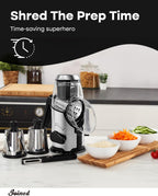 Joined Rotary Cheese Grater with Handle - Mandoline Slicer with 3 Stainless Steel Drum Blades-Vegetable Slicer Walnuts Grinder Cheese Shredder Round Mandoline with Peeler