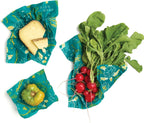 Bee's Wrap Beeswax Wraps for Food - Ocean 3 Pack (S, M, L) Made in USA Reusable & Organic Food Wraps, Sandwich Wrap & Bowl Covers - Eco-Friendly Alternative to Aluminum Foil & Plastic Wrap