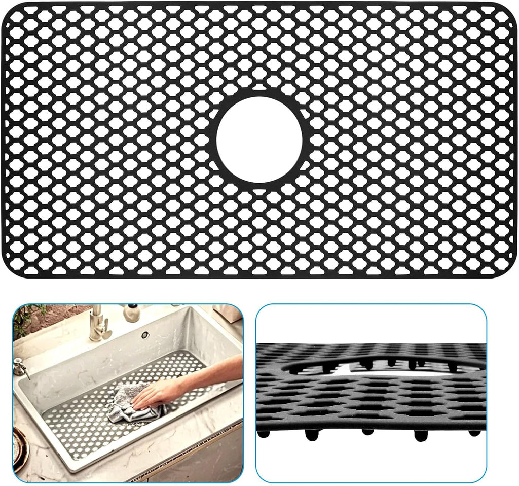 1 Pack Silicone Sink Protectors, Non-Slip Kitchen Mats Heat Resistant Sink Mat, 28'x 15 inches for Kitchen Farmhouse Stainless Steel Porcelain Bottom