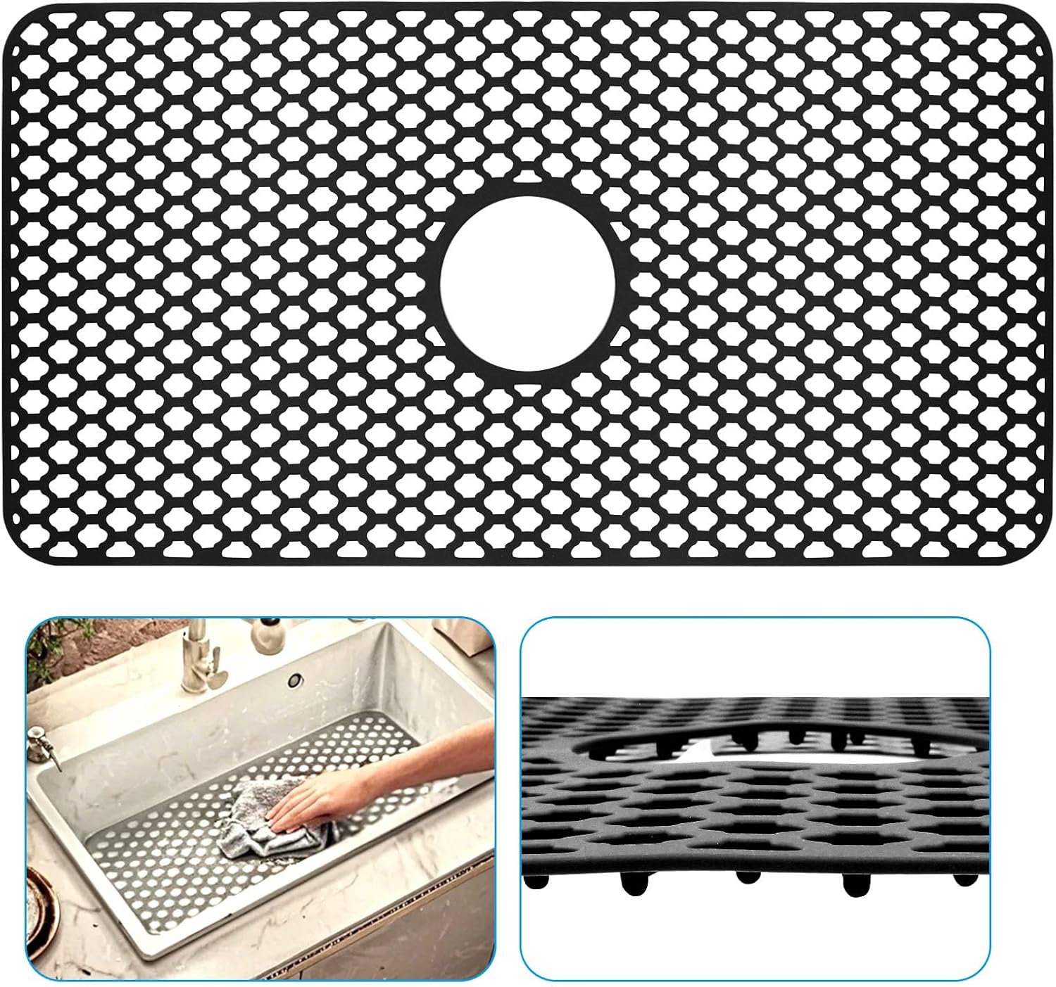 1 Pack Silicone Sink Protectors, Non-Slip Kitchen Mats Heat Resistant Sink Mat, 28'x 15 inches for Kitchen Farmhouse Stainless Steel Porcelain Bottom
