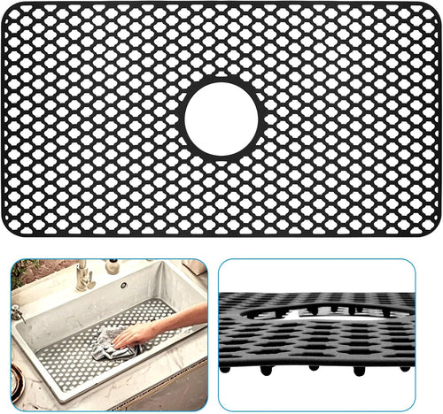 1 Pack Silicone Sink Protectors, Non-Slip Kitchen Mats Heat Resistant Sink Mat, 28'x 15 inches for Kitchen Farmhouse Stainless Steel Porcelain Bottom