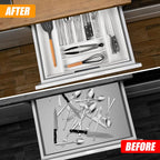 Bellsal Large Premium Bamboo Silverware Organizer - Expandable Utensil Drawer Organizer - 17"x19.6" Utensil Holder and Cutlery Tray with Grooved for Kitchen Flatware and Utensils(7-9 Slot, White)