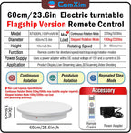 23.6In Remote Large Motorized electric turntable Rotating platform Photography Turntable Motorized lazy susan Base giratoria para for Photography,3D Scanner,Heavy duty display(Load Range:220~500lbs)