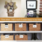 Basket Labels Clip on | Label Holders for Basket or Storage Bins Includes White Chalk Markers (8 White Holders + 2 Black Chalk Makers)