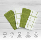 100% Cotton Terry Dish Towels, 4 pack16 x26 Inches, Super Soft and Absorbent Kitchen Towels, Perfect for Kitchen Cleaning and Dish Washing | Green