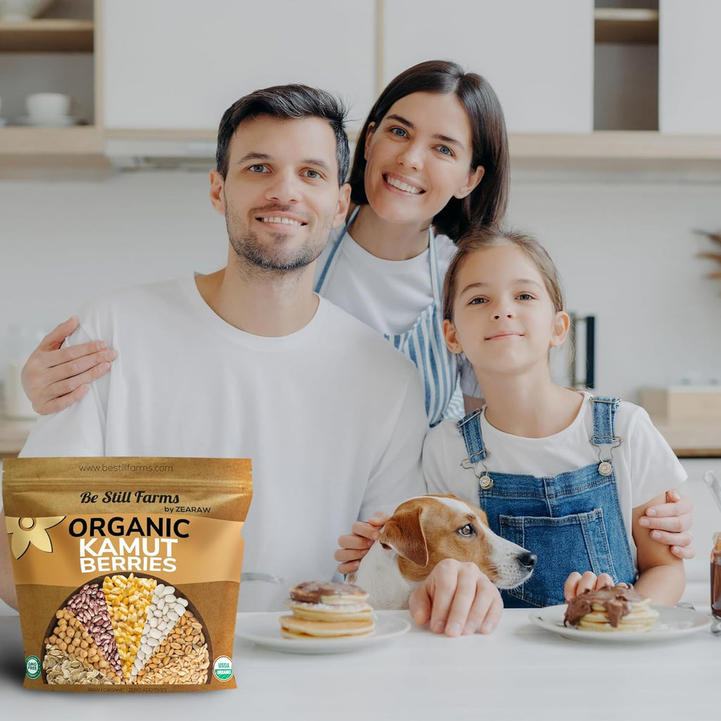 Be Still Farms Organic Kamut Wheat Berries Khorasan (2.8lb) - Ancient Whole Grain Bulk - Ideal for Flour, Pasta, Salads, Soups - High in Fiber & Protein | USA Grown | USDA Certified | Vegan | Non-GMO