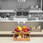 HOMESTEAD Bamboo Pantry Storage Bins - Stackable Baskets, Potato and Onion Storage for Pantry Organization, Set 3 Pieces