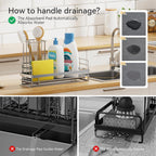 Yofidra Sink Caddy with Stone Drying Tray: Stainless Steel Soap Dispenser Kitchen Sink Organizer Set, Sponge Holder Counter Accessories Decor for Kitchen Organizers and Storage 8.1x3.5x4.5 in Sliver