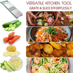 3-Blade Mandoline Slicer for Kitchen,Stainless Steel Slicer Vegetable Cutter, Carrot Shredder, Kitchen Grater(Seafoam green, 3-in-1)