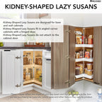 Rev-A-Shelf Dual Shelves Kidney-Shape 32" Lazy Susan Organizer for Lower Corner & Base Kitchen Cabinets, Turntable Home Storage, Wooden, 4WLS472-32-52