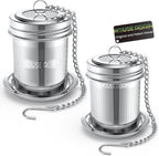 House Again Tea Infuser (2 Pack, Large + Small), Extra Fine Mesh Tea Strainers for Loose Tea, 18/8 Stainless Steel Tea Strainer with Extended Chain Hook, Tea Steeper
