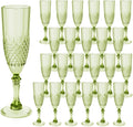 Plastic Champagne Flutes, 24PCS Green Plastic Wine Glasses Goblets Reusable Champagne Flute for Weddings, Bachelor Parties, Toasting, and Events(24, Green)