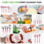 NutriChef 54-Piece Kitchen Cookware Set – Complete Non-Stick Ceramic Pots and Pans Set with Utensils, Bakeware, and Knife Set, Gas, Electric & Induction Compatible, Blush Pink Kitchen Essentials