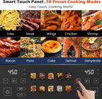 10QT Dual Basket Air Fryer, 12-in-1 Digital Air Fryer Oven with Visible Windows, 5QT x 2 Drawers, One-Touch LED Panel, Sync Finish, Dehydrate, Defrost, Roast, Bake, Reheat, Nonstick & Dishwasher Safe