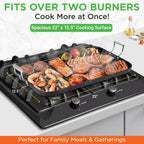 NutriChef 20"x13" Stove Top Grill Pan - Double Burner, Hard-Anodized Non stick Grill & Griddle Pan