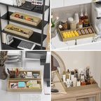 Bamboo Drawer Organizer - Extra Large Silverware & Utensil Organizer, 2 Pcs Toilet Toppers, Wooden Toilet Paper Basket (Gold, 17 X 6 X 2 Inch)