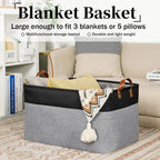 DULLEMELO Extra Large Storage Basket 22X15, 70L Foldable Fabric Toys Baskets Organizer Bins, Black&Grey