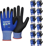 KAYGO Safety Work Gloves MicroFoam Nitrile Coated-12 Pairs, KG18NB,Seamless Knit Nylon Glove with Black Micro-Foam Nitrile Grip,Ideal for General Purpose,Automotive,Home Improvement,S