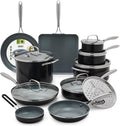 GreenPan 17 Piece Nonstick Swift Cookware Set, Ceramic PFAS-Free Pots & Pans with Lids, Dishwasher & Oven/Broiler Safe to 600F, Kitchen Cooking Set, Sauce, Saute, Stock, Griddle, Frying Pans, Gray