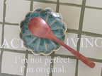 Ceramic Spoon Rest for Stove Top, Flower Cute Spoon Rest for Kitchen Counter, Cooking Spoon Holder for Kitchen Counter, Utensil Rest Spatula Rest Ladle Holder Tong Rest, 1 PC (Retro, Mist Green)