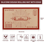 Cook's Aid Silicone Pastry Mat Extra Large with Measurements 26''x16'' for Reusable,Non-slip Silicone Baking Mat, Counter, Dough Rolling, Oven Liner,Fondant/Pie Crust, Red