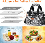 Lifewit Medium Lunch Bag Insulated Lunch Box Soft Cooler Cooling Tote for Adult Men Women, Zebra Stripes 12-Can (9L)