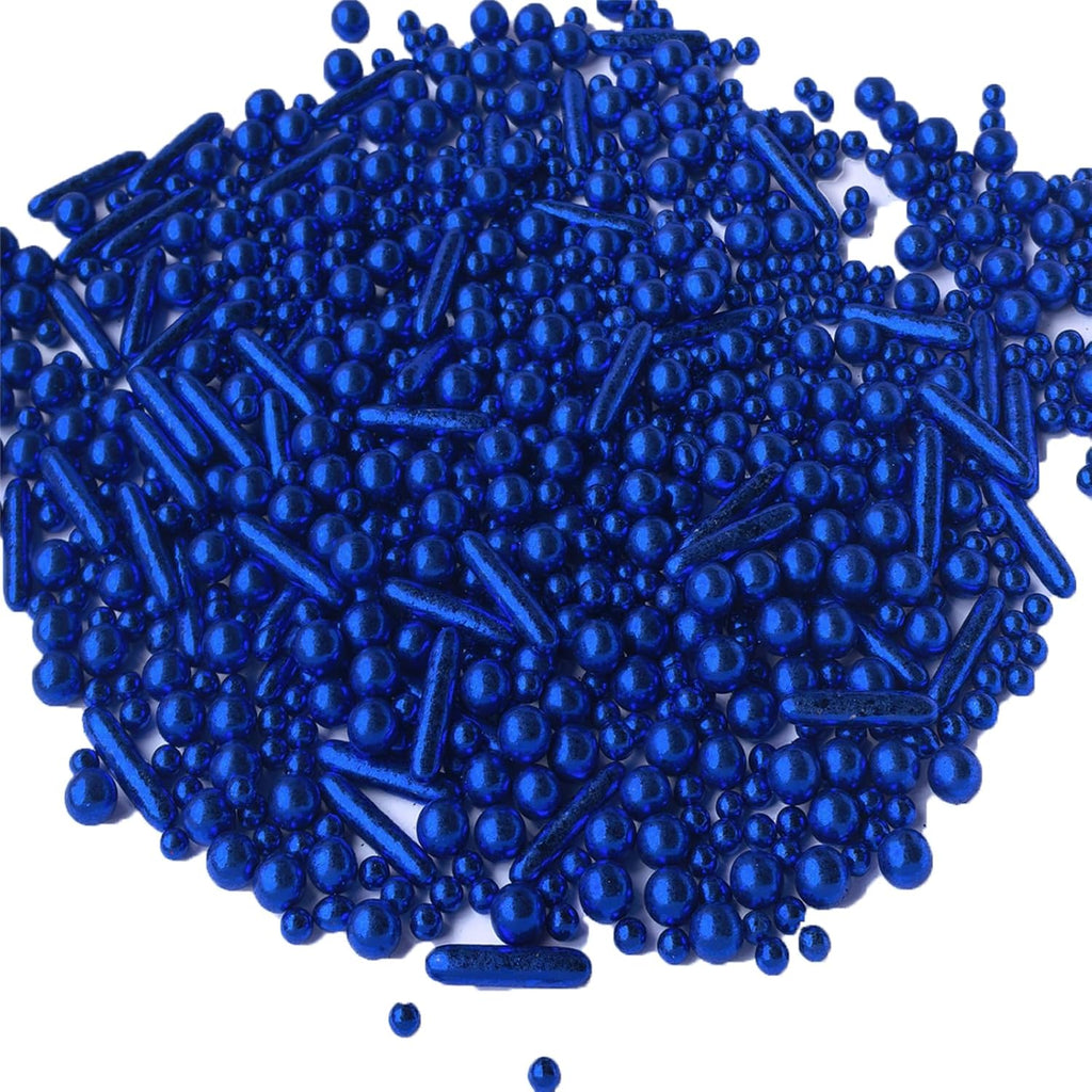 Sprinkles Blue Pearl Sugar Candy Mix Size Baking Cake Decorations Cupcake Toppers Celebrations Shaker Jar Wedding Shower Party (120g/4.2oz）
