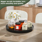 Lazy Susan Organizer, 13.2 Inch Non-Skid Bamboo Lazy Susan for Kitchen Table cabinets Closets and Kitchen Islands, Wood Turntable for Kitchen Countertop Organizer Black