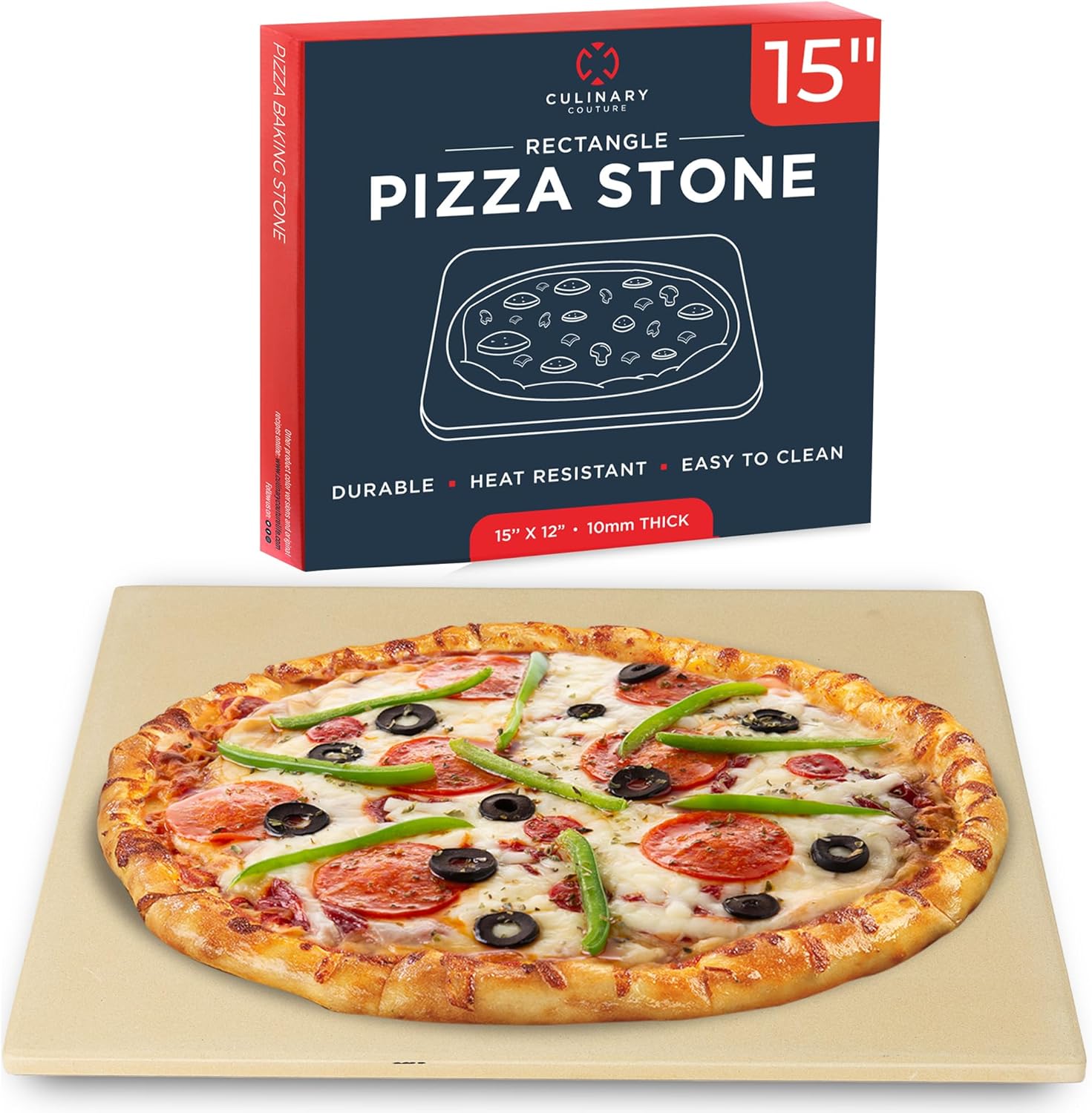 Crack-Resistant, Easy-to-Clean Pizza Stone for Oven Set – 15 x 12 inch Pizza Stone for Grill, Even Heating for Perfect Crispy Crusts! Pizza Making Accessories