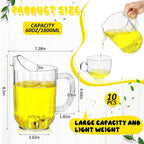 Tessco for you Plastic Pitchers 60 Ounce Clear Restaurant Jug Large Water Pitcher Carafe Serve Milk Tea Juice Drink for Parties Container Dispenser Beer Jar(10 Pcs)