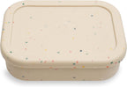 Ullabelle Leak Proof Bento Box Food-Grade Silicone Bento, BPA, Phthalate, Lead, & PVC Free - Bento Lunch Box for Daycare, Kids, & Adults - Leak Resistant Sets With Lids Snack Box Container (Beige)